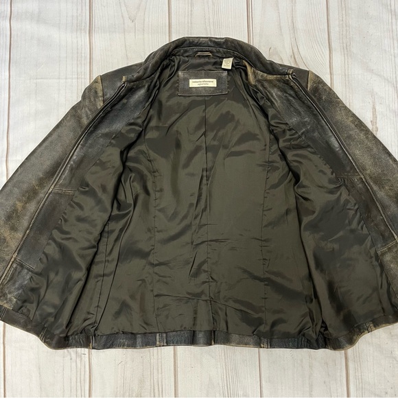 Vintage Valerie Stevens Zip Up Leather Jacket Fully Lined Distressed Brown Sz S - Picture 13 of 14